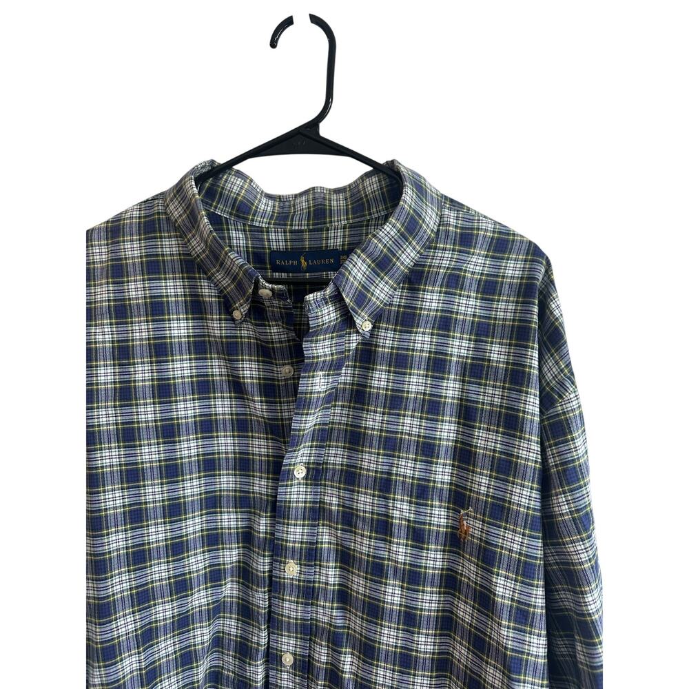 Polo Ralph Lauren Men's Sz 3XB Cotton Button Down Shirt Blue Plaid Pony Nice!